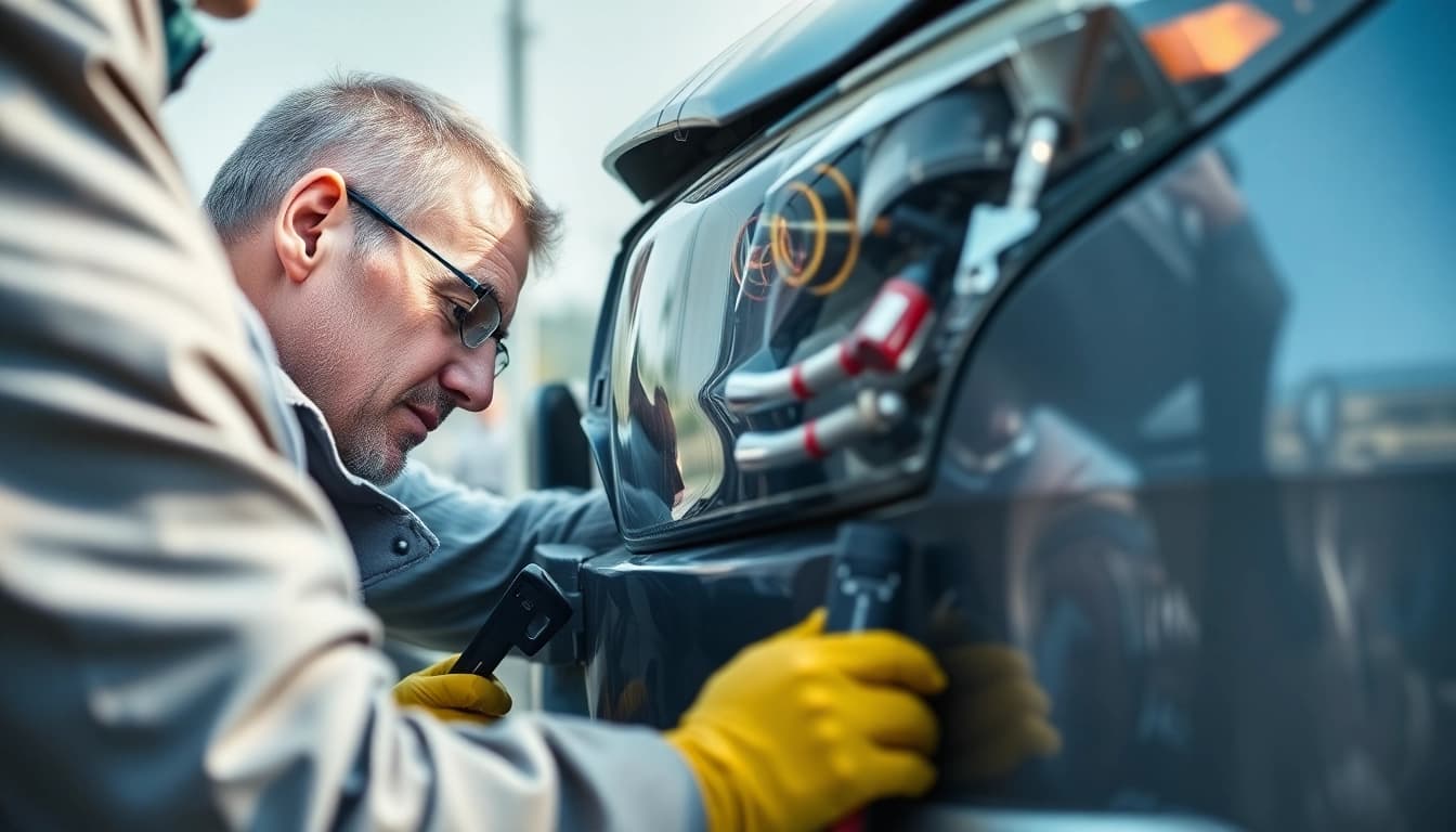 Professional kfz gutachter berlin assessing vehicle damage at an accident scene