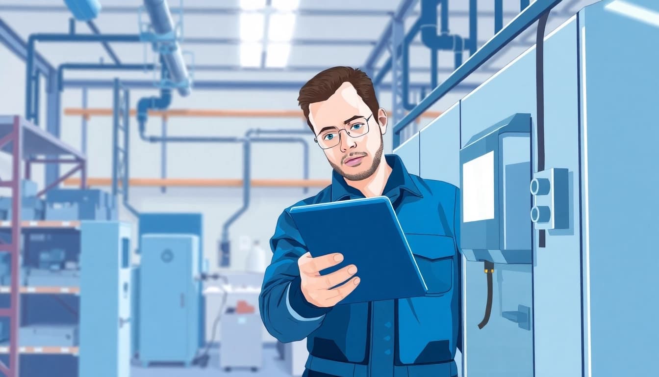Technician conducting a DGUV V3 Prüfung, ensuring workplace safety with precise equipment checks.