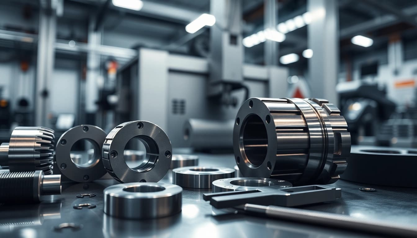 Frästeile in hochwertiger CNC-Bearbeitung in einer modernen Werkstatt.