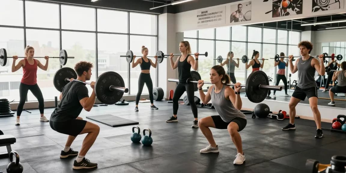 Engaged bodybuilders training at the Anabolika Shop fitness studio, showcasing teamwork and determination.