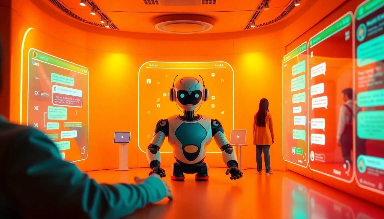 Engaging Juicy AI chatbot interaction in a vibrant digital setting