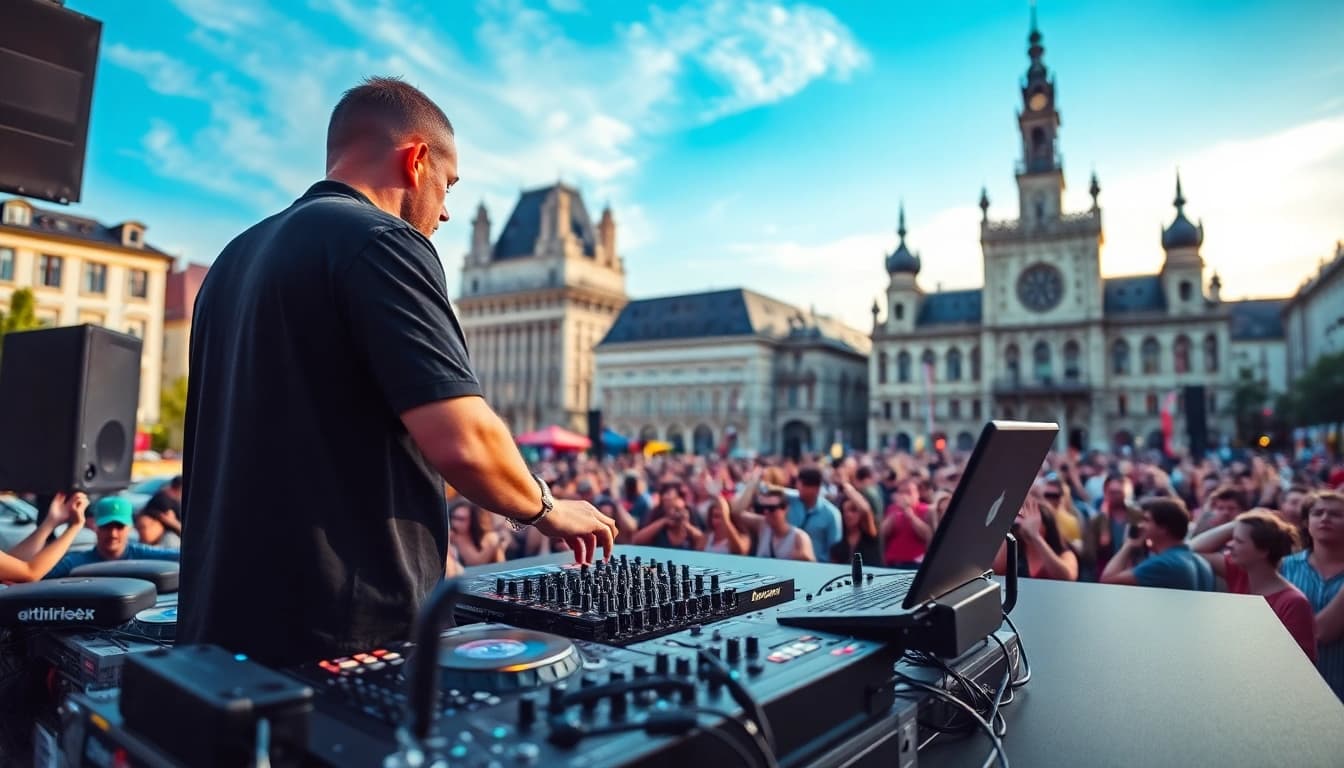 DJ aus München begeistert die Feiernden bei einem Festival in München.