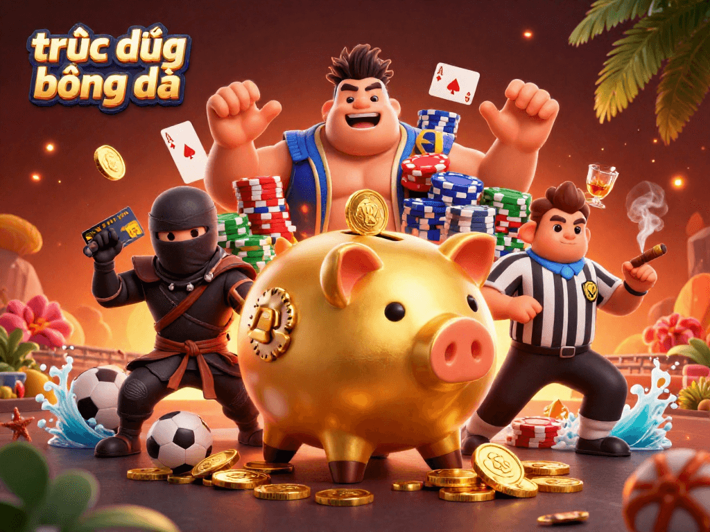Experience direct football streaming with our exciting 3D casino-themed illustration, featuring dynamic elements like sports balls and vibrant colors.