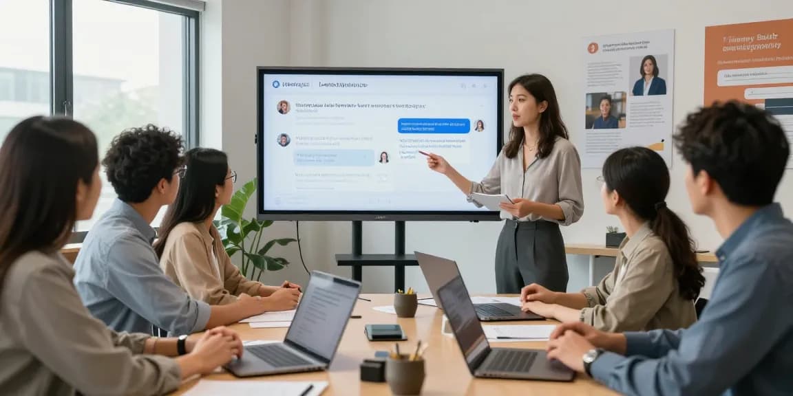 Wertschätzung Arbeit: Zusammenarbeit in einem modernen Büro zur Bewertung von Führungskompetenzen und Transparenz.