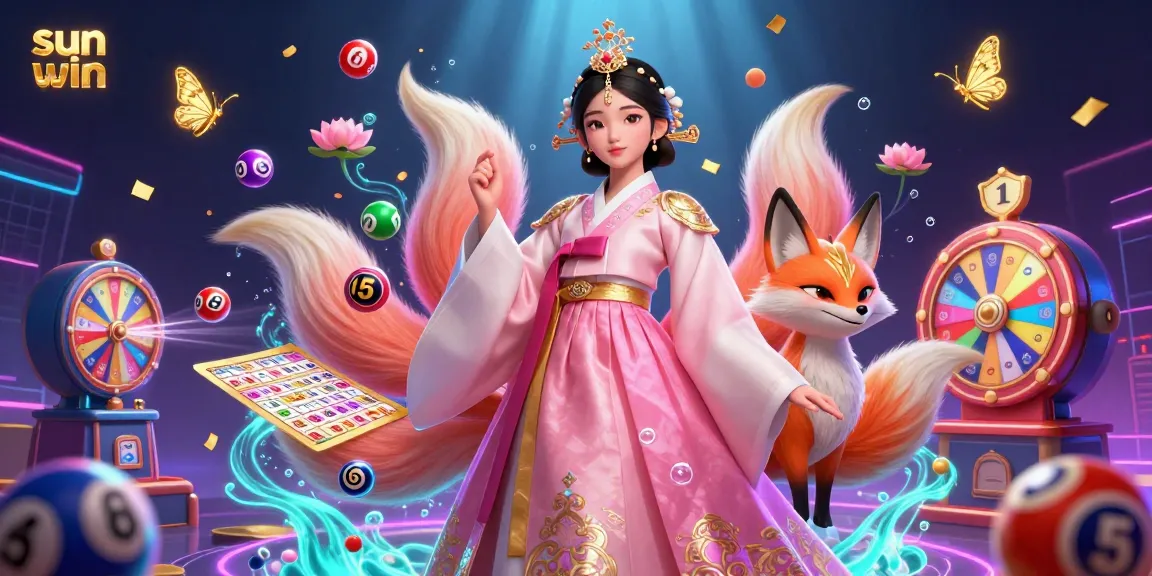 Engage in online casino excitement with sun win featuring a graceful woman and lucky fox amidst vibrant gambling elements.