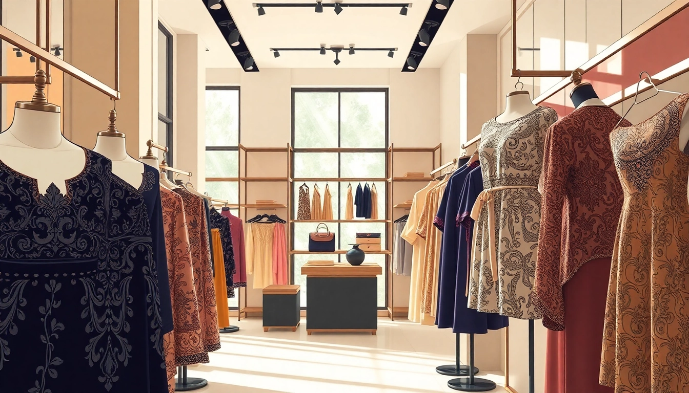 Alvionz showcases luxury fashion collections in a refined boutique setting with elegant designs.