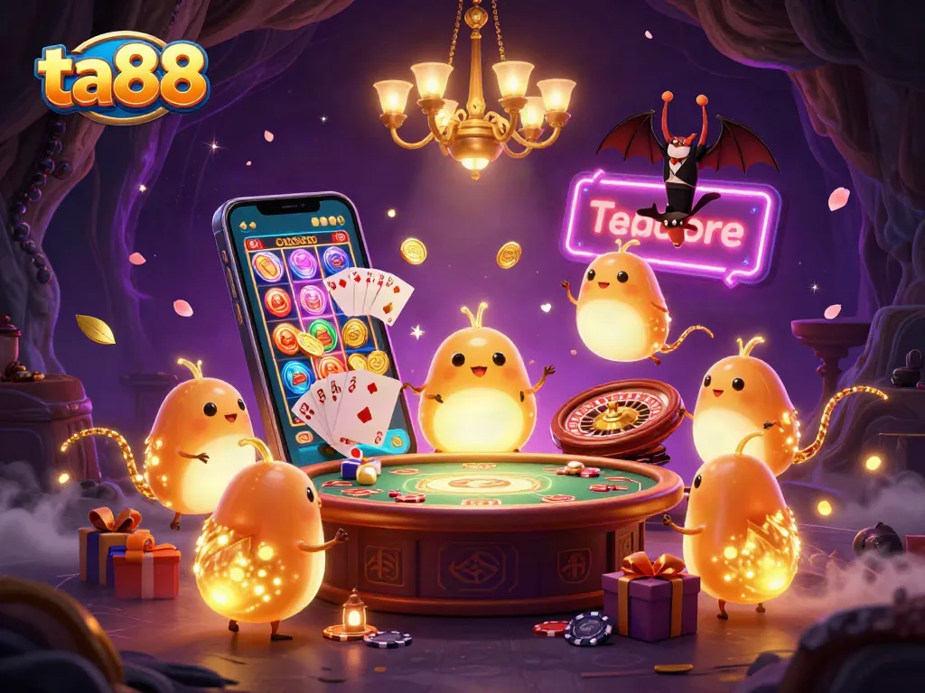 Experience excitement at ta88 casino with vibrant glowworms and gaming elements.
