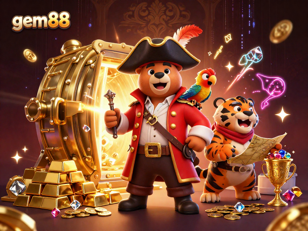 Experience thrilling adventures at gem88 with treasure-filled gaming scenes and vibrant casino excitement.