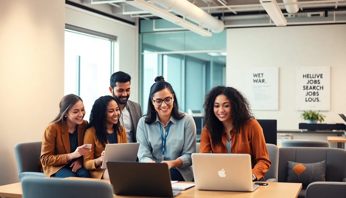 Discover Stellenangebote through a diverse team collaborating in a vibrant office environment.