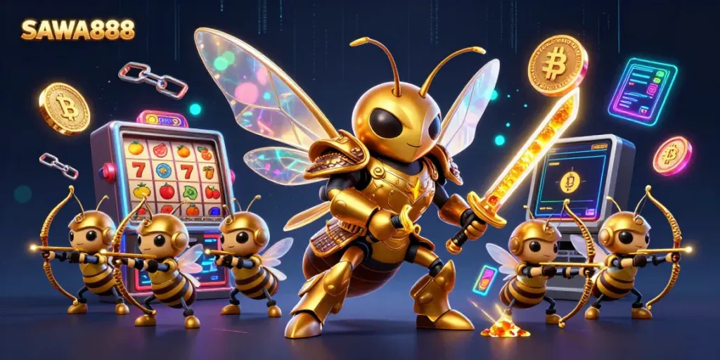 Witness SAWA888's immersive gaming experience with postmodern character designs and vibrant casino themes.