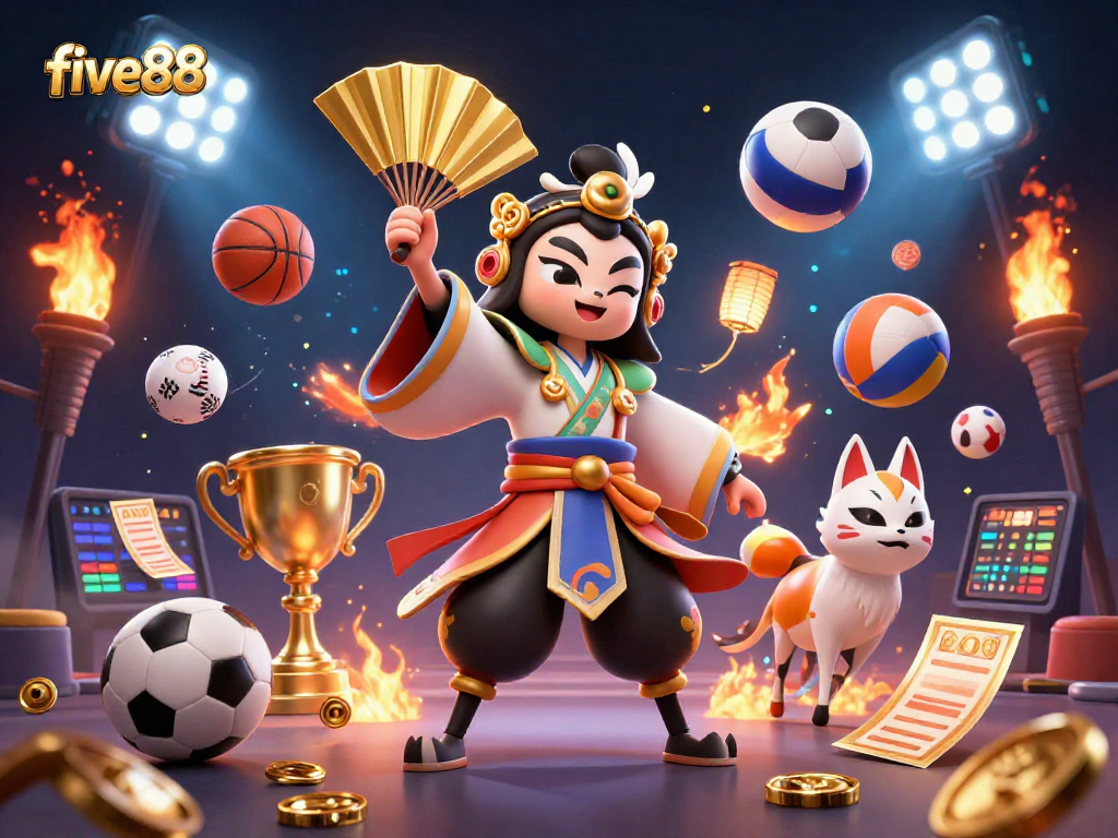 Experience excitement at five88 with dynamic sports elements and a vibrant casino theme.