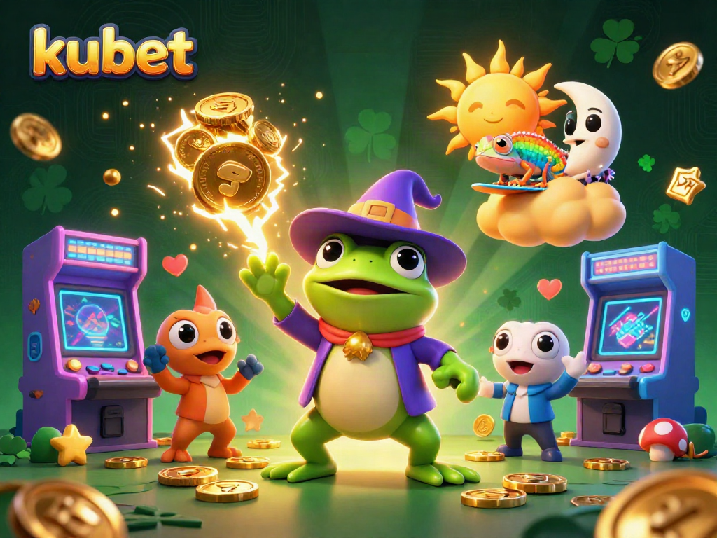 Experience the kubet magic with a whimsical storm of coins and vibrant game elements.