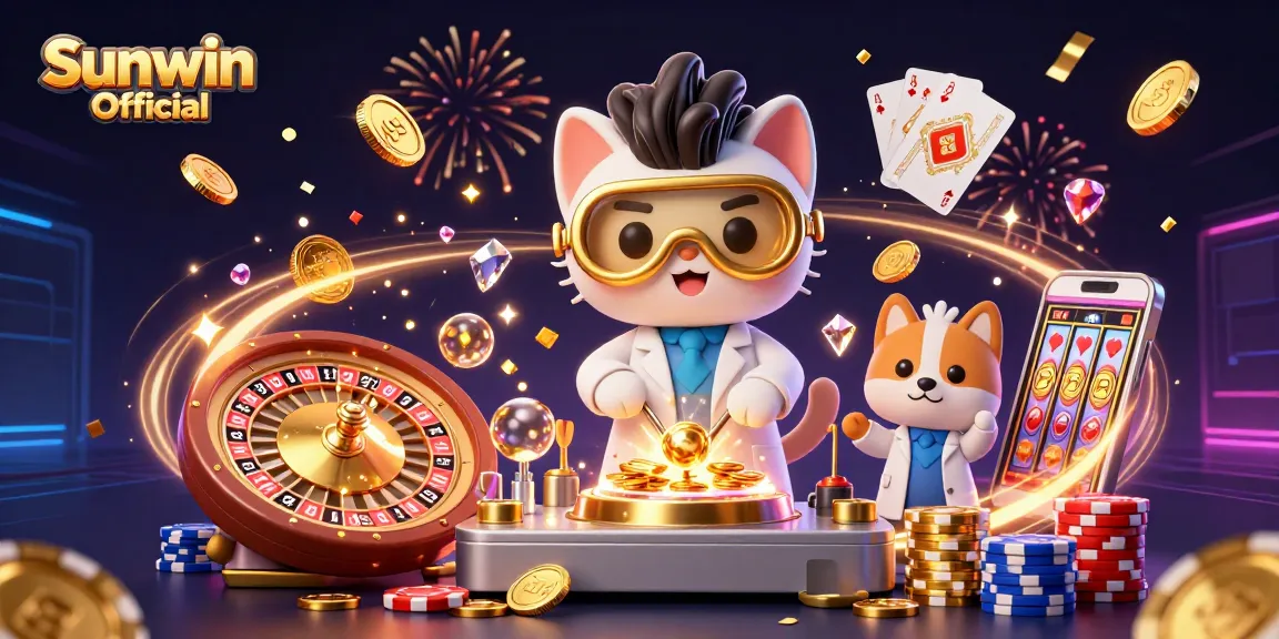 Spin to win with Sunwin Official's dazzling 3D casino scene showcasing vibrant slots!