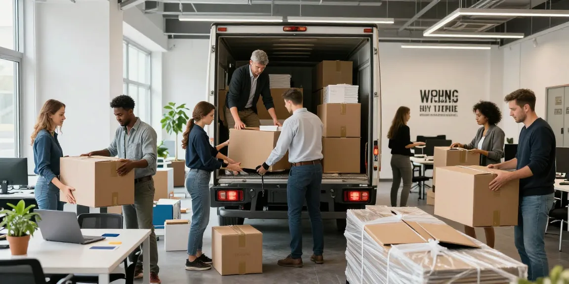 Professionelles Umzugsunternehmen Ludwigshafen packt Büroartikel und Möbel in Umzugstruck