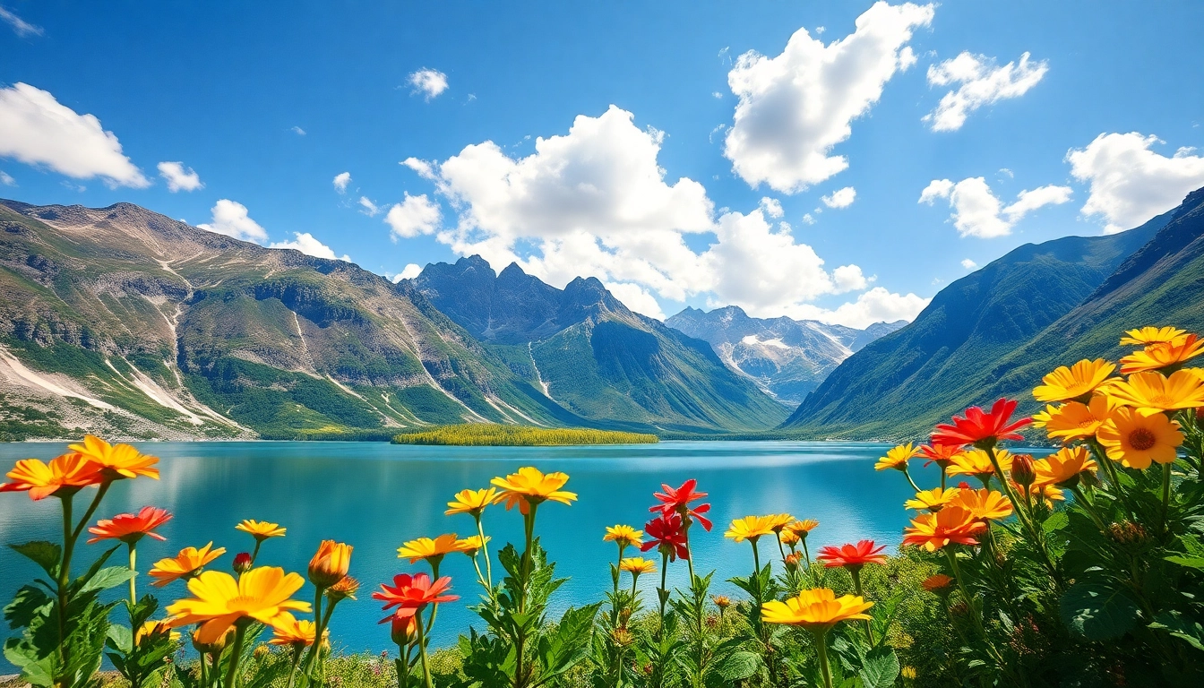 Entdecken Sie faszinierende Reiseziele mit Blumen und Bergen in traumhafter Landschaft.