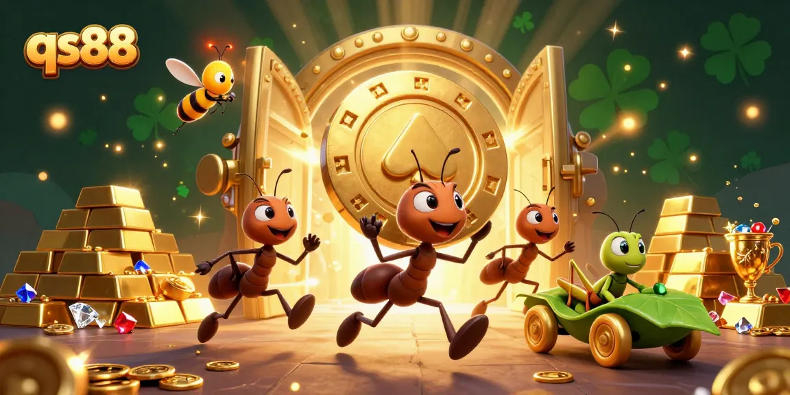 Experience excitement at qs88 with ants on a heist, golden treasures, and dynamic casino elements.
