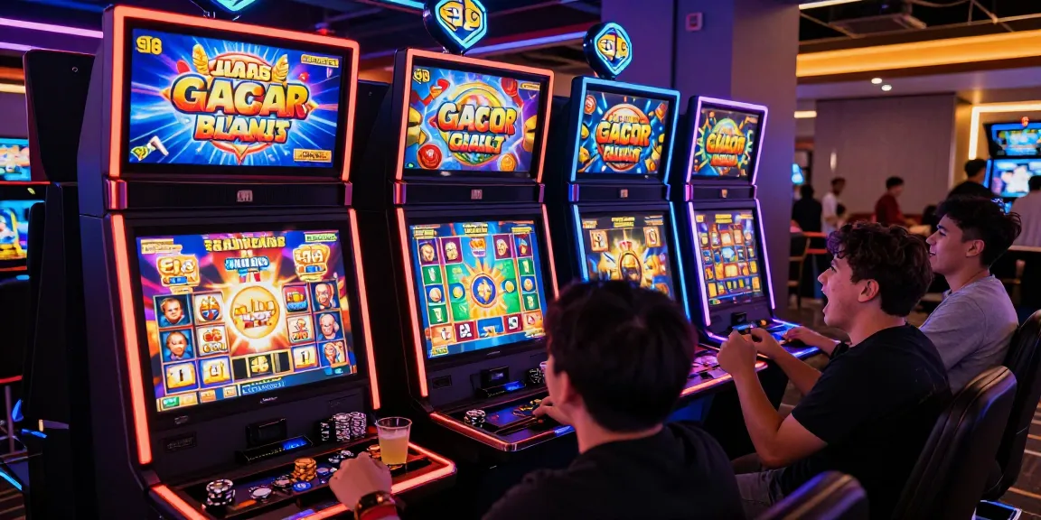 Pengguna menikmati slot gacor di lingkungan permainan online dengan layar cerah dan suasana kasino yang menggembirakan.