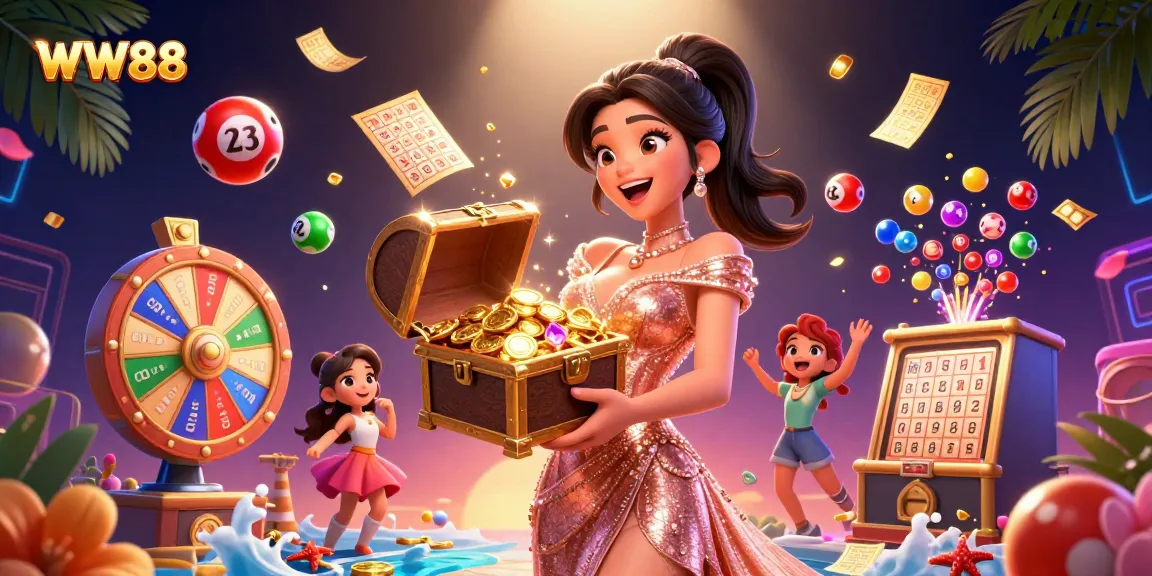 Experience thrilling gameplay with WW88: an exciting casino scene featuring a joyful treasure chest presentation.