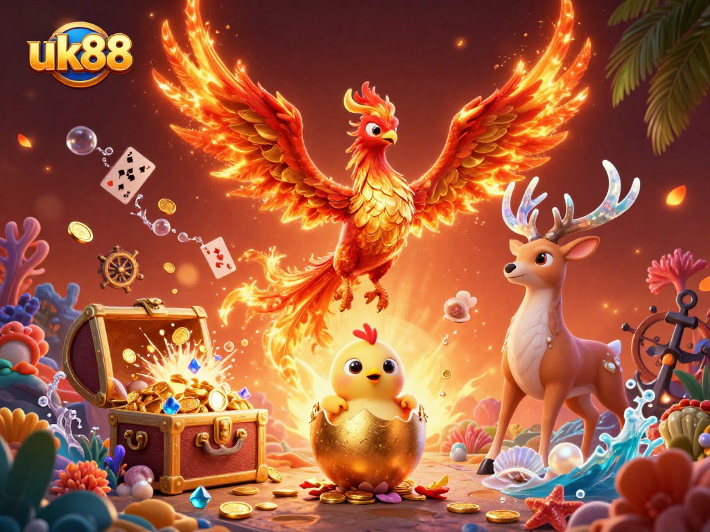 Experience the thrill with uk88's vibrant casino adventure featuring mythical characters and treasures.