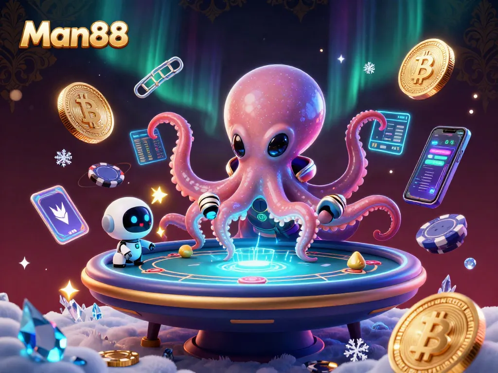 Experience exciting gaming at Man88 with a dynamic alien poker scene filled with vibrant elements.