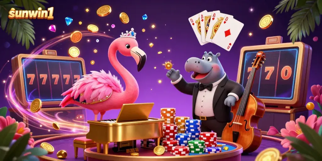 Experience excitement at sunwin1 with vibrant casino characters and dynamic gaming elements.
