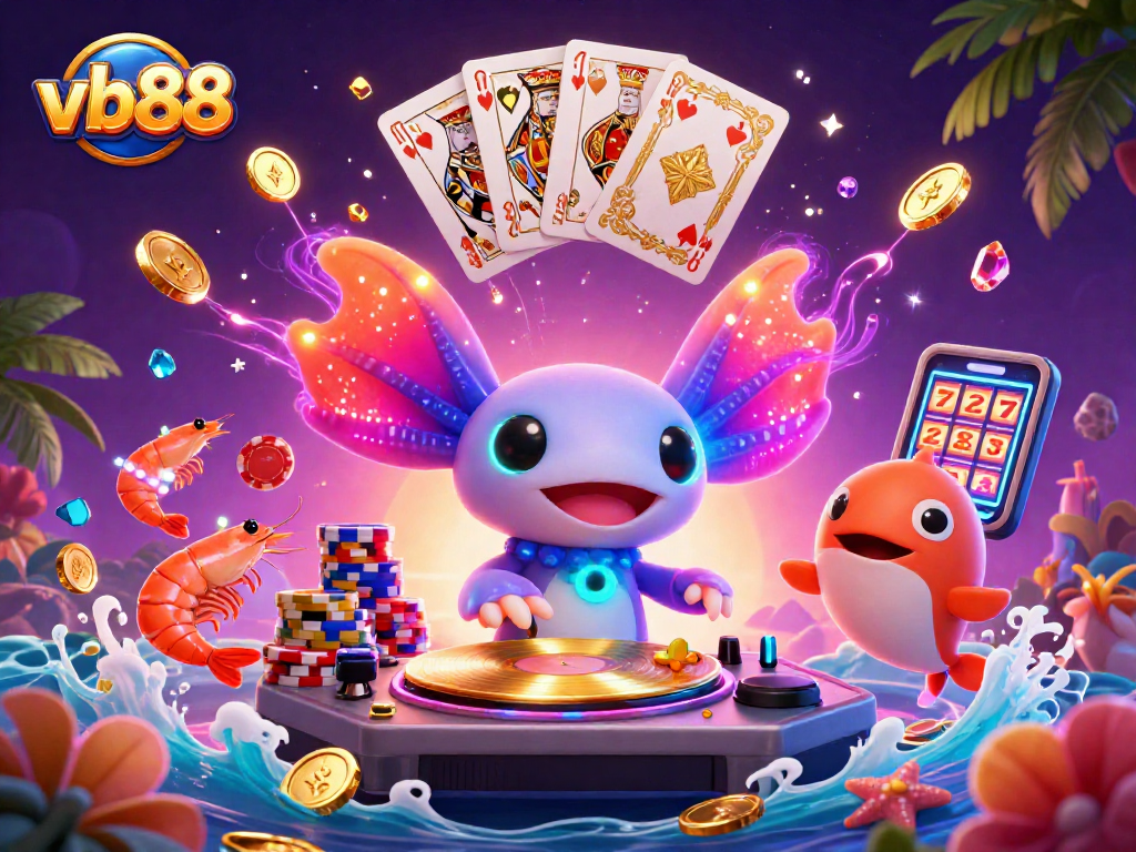 Experience vibrant action with vb88's neon characters bringing the casino to life in a colorful underwater world.