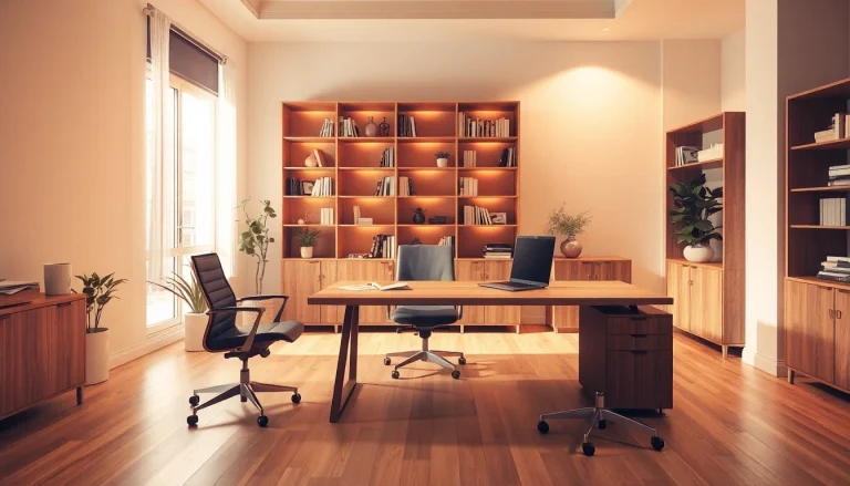 Moderne Büromöbel im eleganten, hell erleuchteten Büro.