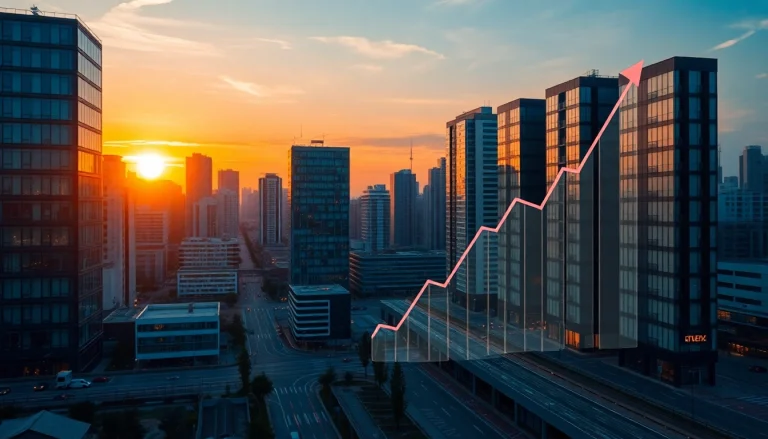 Visualisierung des Web-Rangs mit einer Stadtlandschaft und aufsteigenden Rankings.