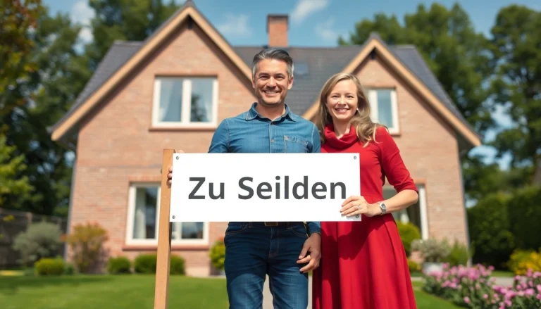 Familie steht vor ihrem Traumhaus zum Hauskauf in Deutschland.