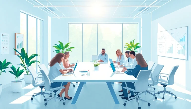 Showcase the collaborative environment of a werbeagentur pflege focused on healthcare marketing.