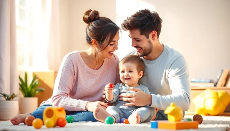 Kindererziehung: Zweisame Interaktion zwischen Eltern und Kind in einem einladenden Raum.
