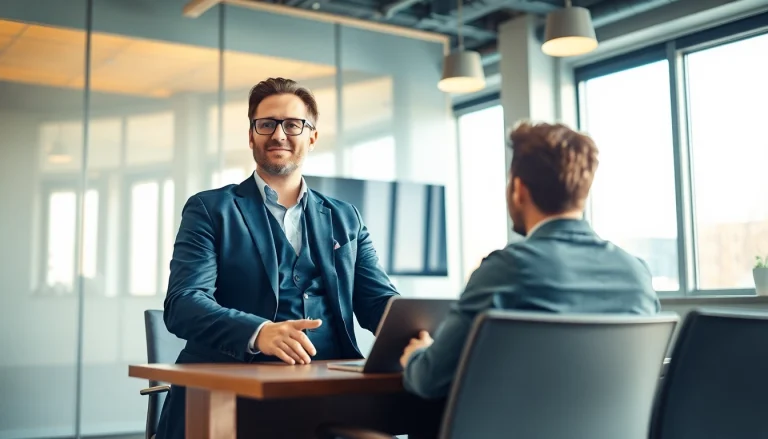 Der Personalberater Vertrieb präsentiert strategische Lösungen in einem modernen Büro.