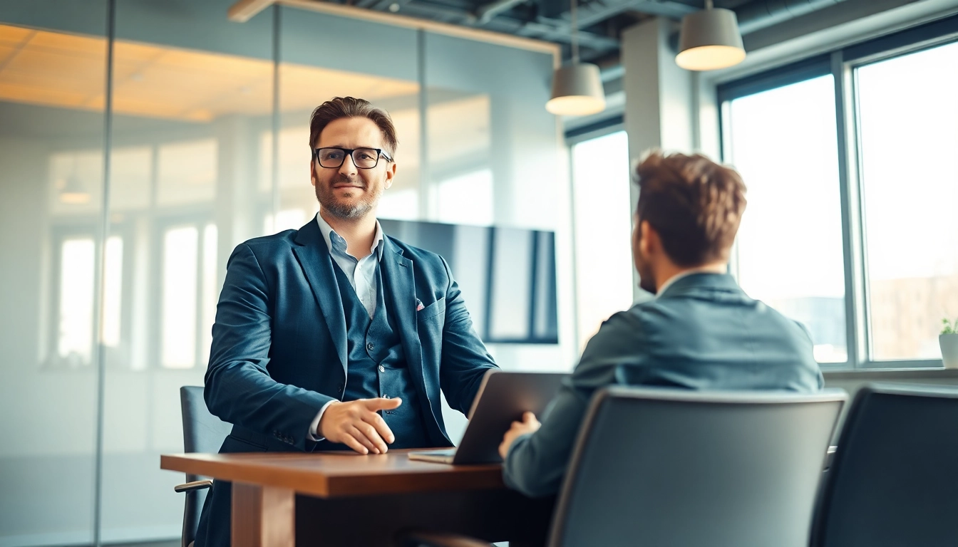 Der Personalberater Vertrieb präsentiert strategische Lösungen in einem modernen Büro.