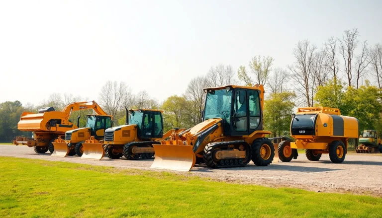 Baumaschinenvermietung Hannover: Flotte an modernen Baggern und Radladern auf einem Vermietungsstandort.