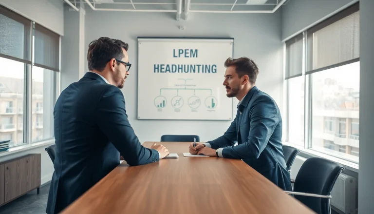 Headhunter Berlin: Professionelles Gespräch zwischen Headhuntern und Kandidaten in modernem Büro.