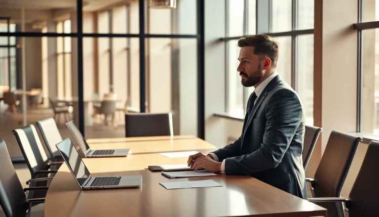 Headhunter in einem modernen Büro, der intensiv mit Kollegen diskutiert.