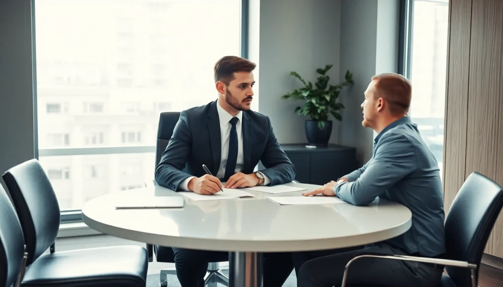 Headhunter Gastronomie in einem eleganten Büro bespricht Karrieremöglichkeiten.