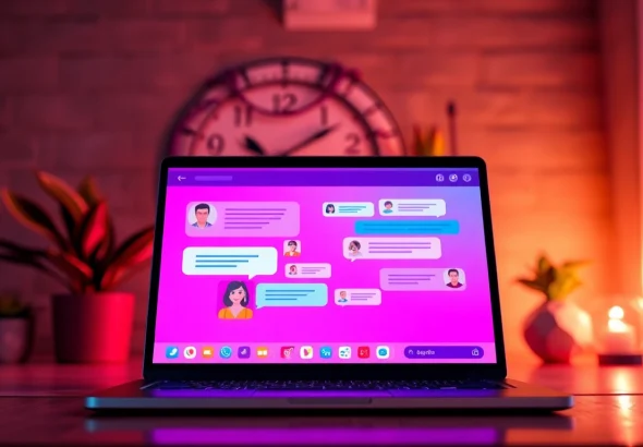 Engaging online sex chat room interface with warm colors and friendly atmosphere.