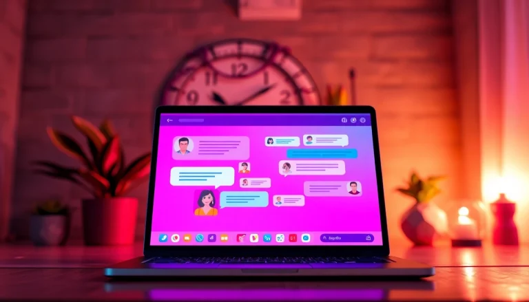 Engaging online sex chat room interface with warm colors and friendly atmosphere.