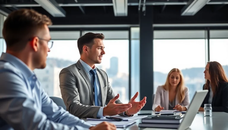 Headhunter Schweiz in a professional meeting environment, engaging candidates effectively.