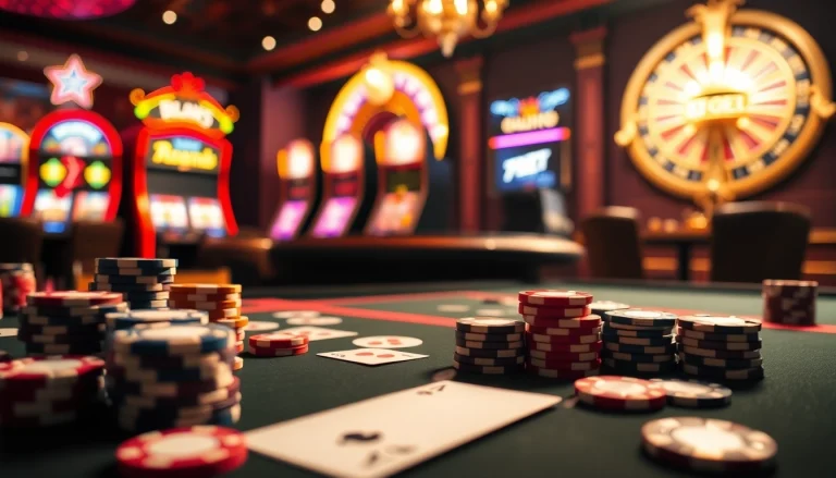 Players enjoying poker and vibrant casino ambiance at 789BET, capturing excitement and luxury.