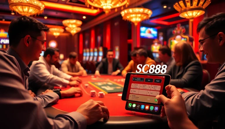 Players enjoying an exciting poker game while using the SC88 App for mobile betting.