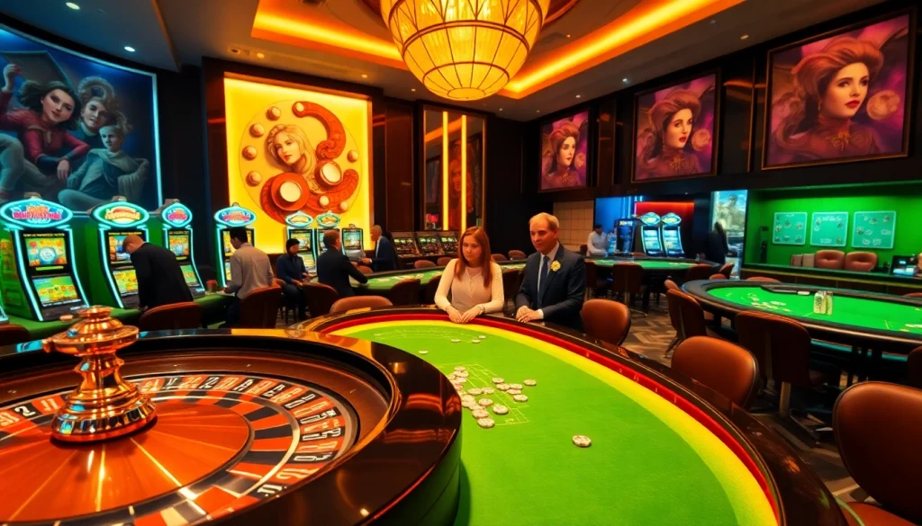 Betting action at Nhà cái Jun88 with vibrant casino tables and excited patrons