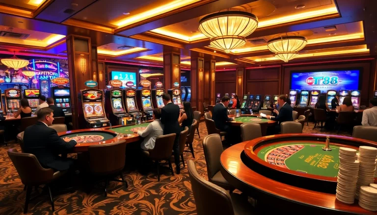 Experience the thrill of TT88 casino with lively gaming tables and slot machines.