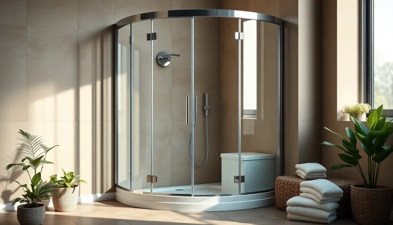 Duschkabine 90x90 komplett in einem eleganten Badezimmer mit klaren Glasfronten und stilvollen Armaturen.