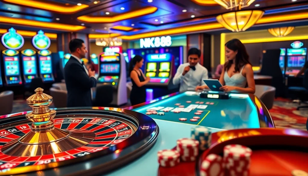Experience thrilling gaming at NK88 with vibrant roulette and poker action.