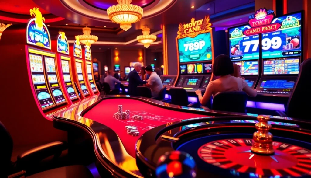 Players enjoying games at 789P casino with vibrant decorations and exciting gameplay.