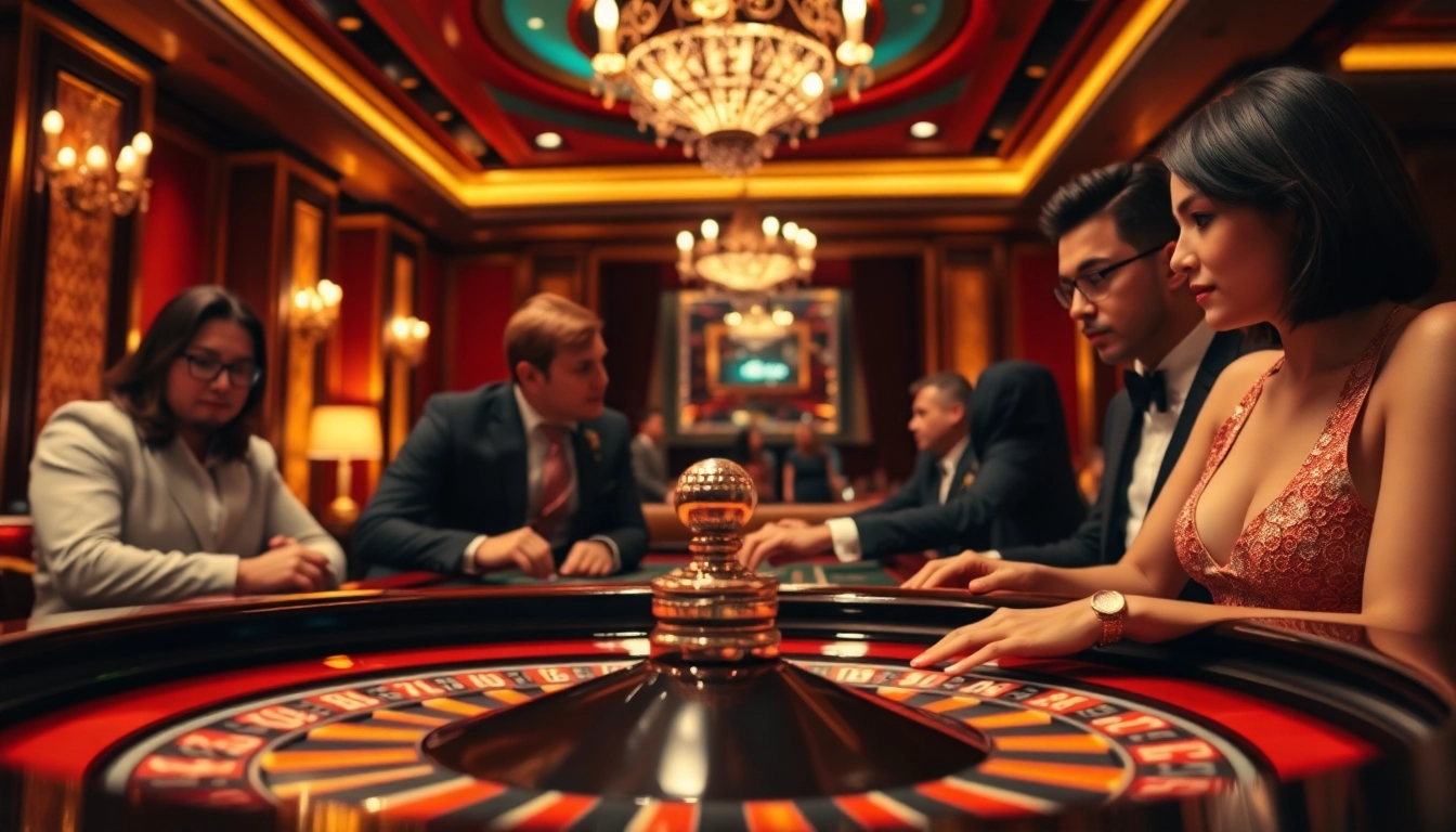 Golisimo Germany begeistert mit einer luxuriösen Casino-Szene und konzentrierten Spielern am Roulettetisch.