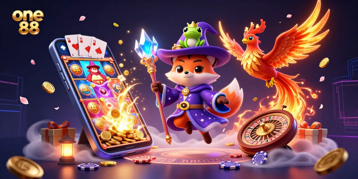 Experience exciting gameplay at one 88 with captivating slot games, golden coins, and mystical characters.