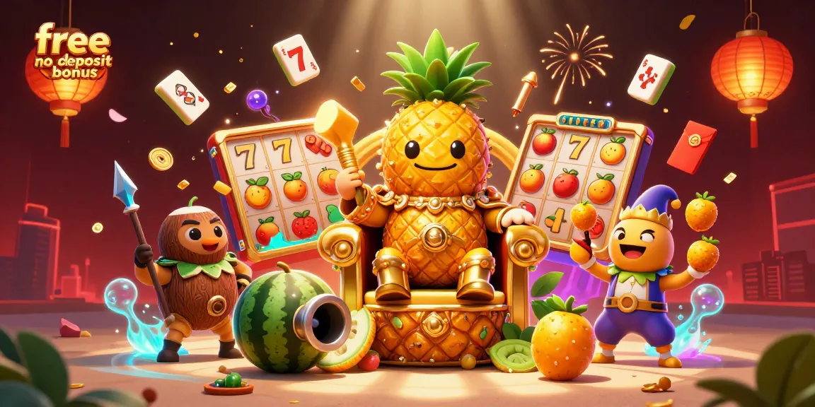 Experience free no deposit bonus excitement with golden pineapple king and lively casino elements.